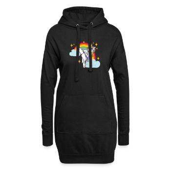 Lustige Karate Kampfsportarten Regenbogen Einhorn - Hoodie-Kleid - Schwarz - Vorne