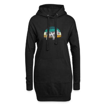 Kuh Kühe Rinder Kälber Kalb Bullen Retro Vintage - Hoodie-Kleid - Schwarz - Vorne