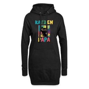 Katzen Papa Portrait Tiermotiv Geschenk - Hoodie-Kleid - Schwarz - Vorne