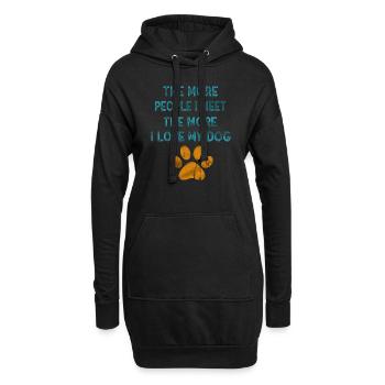 Plus je rencontre de gens, plus j’aime mon chien - Sweat-shirt à capuche long Femme - noir - Devant