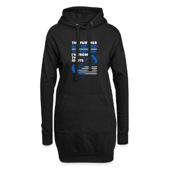 Je weiter draußen auf dem Meer, desto weiter bin - Hoodie-Kleid - Schwarz - Vorne