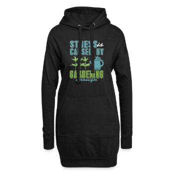 Stress Is Caused By Gardening Enough Funny Present - Hoodie-Kleid - Schwarz - Vorne