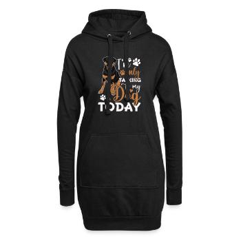 Rottweiler Je ne parle qu’au chien drôle - Sweat-shirt à capuche long Femme - noir - Devant