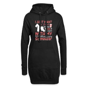 Kaffee Trinken Kuscheln Zwergschnauzer - Hoodie-Kleid - Schwarz - Vorne