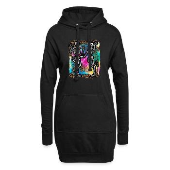 Halloween Skelette tanzen Krawatte Dye - Hoodie-Kleid - Schwarz - Vorne