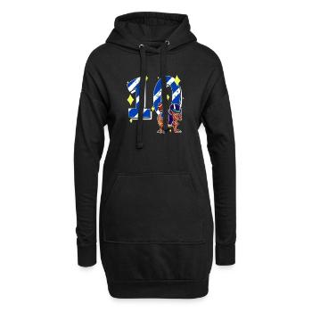 10 Jahre alter Dino American Football 10. Geburtstag - Hoodie-Kleid - Schwarz - Vorne