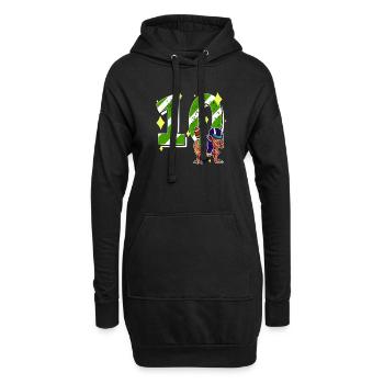 10 Jahre alter Dino American Football 10. B-day Dab - Hoodie-Kleid - Schwarz - Vorne