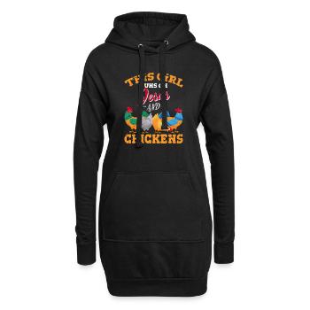 This Girl Runs On Jesus And Chickens Funny Chicken - Hoodie-Kleid - Schwarz - Vorne