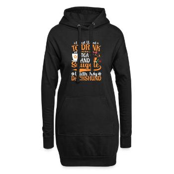 Tee Trinken Und Kuscheln Mit Dackel - Hoodie-Kleid - Schwarz - Vorne