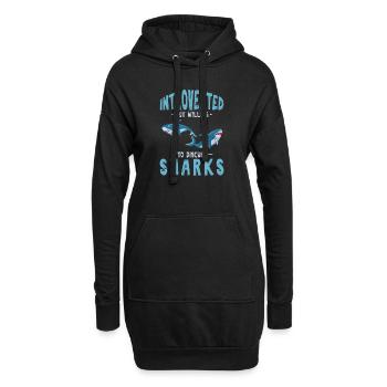 Introverti mais prêt à discuter des requins drôle sh - Sweat-shirt à capuche long Femme - noir - Devant