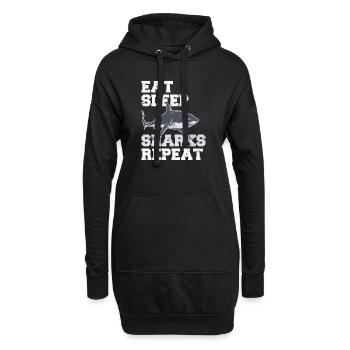 Eat Sleep Sharks Repeat Funny Shark Lover Funny Sh - Hoodie-Kleid - Schwarz - Vorne