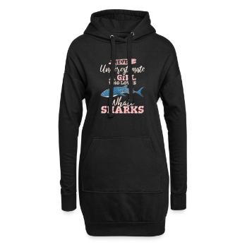 Never Underestimate A Girl Who Loves Whale Sharks - Hoodie-Kleid - Schwarz - Vorne