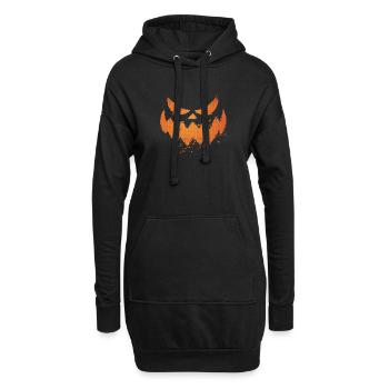 Gruseliger Kürbis Jack O Lantern Gesicht Halloween - Hoodie-Kleid - Schwarz - Vorne