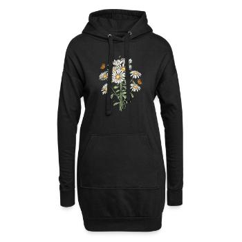 Marguerites Daisy Summer Daisies Jardin de fleurs - Sweat-shirt à capuche long Femme - noir - Devant