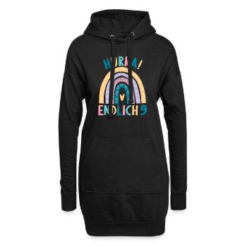 9 Jahre alt Rainbow Regenbogen 9. Geburtstag - Hoodie-Kleid - Schwarz - Vorne