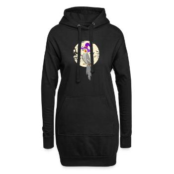 Nymphensittich Vogel Hexenhut Lustig Halloween - Hoodie-Kleid - Schwarz - Vorne