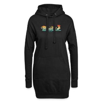 Kürbis Scary Zombie Schwarze Katzen Creepy - Hoodie-Kleid - Schwarz - Vorne