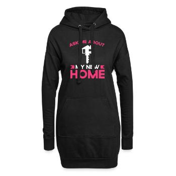 Posez-moi des questions sur ma nouvelle maison - Sweat-shirt à capuche long Femme - noir - Devant