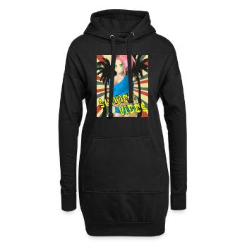 Summer vibes - Anime Palmen und Strand - Hoodie-Kleid - Schwarz - Vorne
