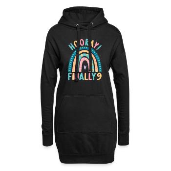 9 Jahre alt Rainbow Regenbogen 9. Geburtstag - Hoodie-Kleid - Schwarz - Vorne