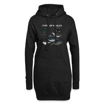 Types of Whales Whale Lovers Whales Species - Hoodie-Kleid - Schwarz - Vorne