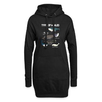 Types of Whales Whale Lovers Whales Species - Hoodie-Kleid - Schwarz - Vorne