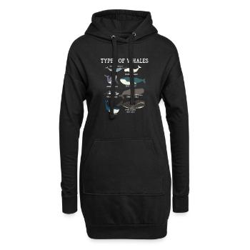 Types of Whales Whale Lovers Whales Species - Hoodie-Kleid - Schwarz - Vorne