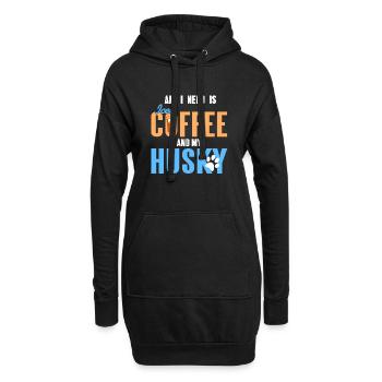 Tout ce dont j’ai besoin, c’est de café glacé et mon husky génial - Sweat-shirt à capuche long Femme - noir - Devant