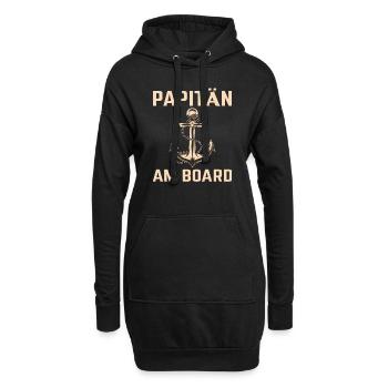Papitän Am À bord d’un navire Ancre haute mer Nature Père - Sweat-shirt à capuche long Femme - noir - Devant