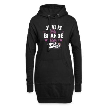 Je vais être grande soeur, future grande soeur - Sweat-shirt à capuche long Femme - noir - Devant
