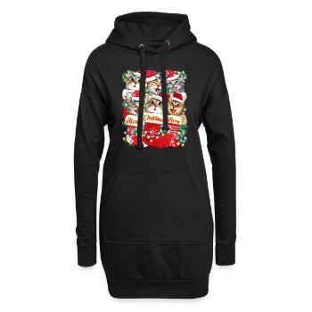 Joyeux Noël - Noël Cute Cat Design - Sweat-shirt à capuche long Femme - noir - Devant