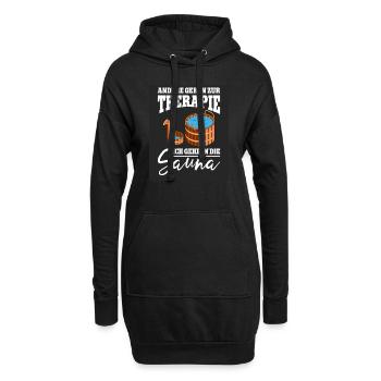Sauna Schwitz Aufguss Saunakilt Bademantel - Hoodie-Kleid - Schwarz - Vorne
