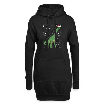 Dinosaure Dino Père Noël Casquette Noël - Sweat-shirt à capuche long Femme - noir - Devant