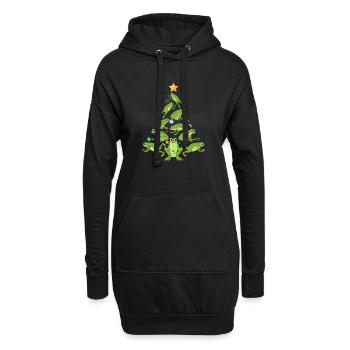 Frösche Weihnachtsbaum Lustiges Tier Liebe Frosch - Hoodie-Kleid - Schwarz - Vorne