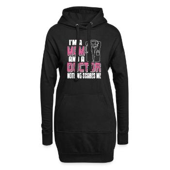 Je suis une maman et un médecin Rien ne me fait peur rétro drôle - Sweat-shirt à capuche long Femme - noir - Devant