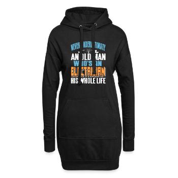 Never Underestimate Old Man Who's AN Electrician - Hoodie-Kleid - Schwarz - Vorne