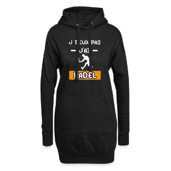 je peux pas j'ai padel cadeau padel - Sweat-shirt à capuche long Femme - noir - Devant