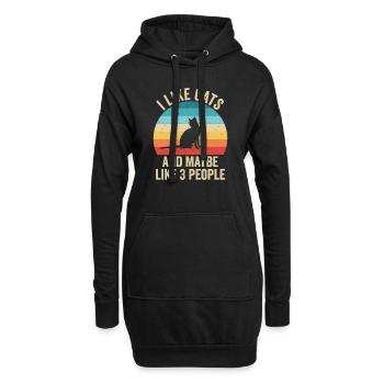 J'aime Les Chats Cadeau Humour Animaux - Sweat-shirt à capuche long Femme - noir - Devant