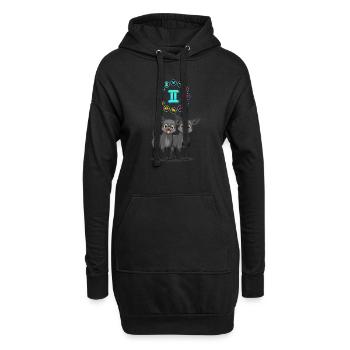 Lustiger Hund Liebhaber Horoskop Zwillinge Sternzeichen Cool - Hoodie-Kleid - Schwarz - Vorne