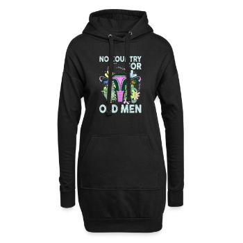 Pas de pays pour les vieillards utérus floral féministe - Sweat-shirt à capuche long Femme - noir - Devant