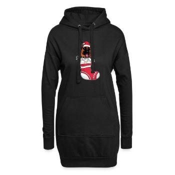 Drôle de Noël - Mignon chien de berger allemand à Noël - Sweat-shirt à capuche long Femme - noir - Devant