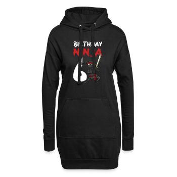 Geburtstagsparty 6 Jahre alter japanischer Ninja Geburtstag - Hoodie-Kleid - Schwarz - Vorne