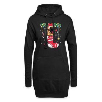 Hundeweihnachtsstrumpf - Boxer Hundeliebhaber Weihnachten - Hoodie-Kleid - Schwarz - Vorne