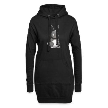 Happy Tiere süßer Hase mit großen Augen - Hoodie-Kleid - Schwarz - Vorne