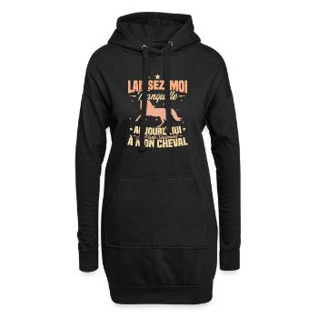 Cadeau aujourd'hui je parle seulement à mon cheval - Sweat-shirt à capuche long Femme - noir - Devant