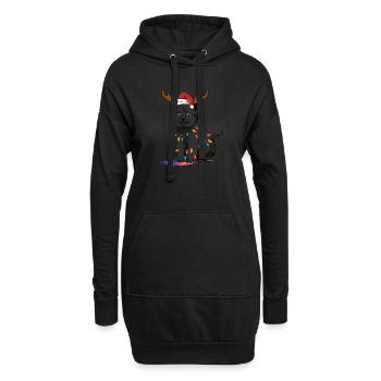 Rennes Chat Noir Lumières de Noël Drôle - Sweat-shirt à capuche long Femme - noir - Devant