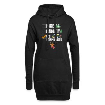 Nice Naughty C’est compliqué Liste de Noël Père Noël - Sweat-shirt à capuche long Femme - noir - Devant