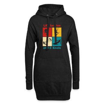 La vie commence à 15 nœuds, Lifestyle Vintage Design - Sweat-shirt à capuche long Femme - noir - Devant