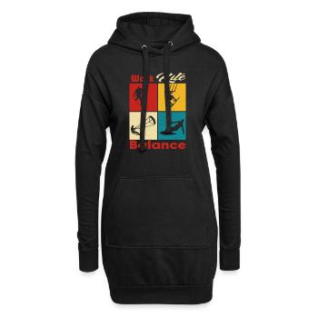Work Kite Balance. Lifestyle Vintage Design, Work - Hoodie-Kleid - Schwarz - Vorne