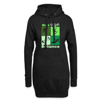 Work Kite Balance. Lifestyle Vintage Design, Work - Hoodie-Kleid - Schwarz - Vorne